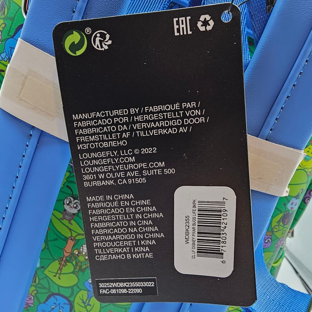 Loungefly X Pixar Disney A Bug's Life Green Mini Backpack Character Flik Dot NEW - Picture 8 of 9